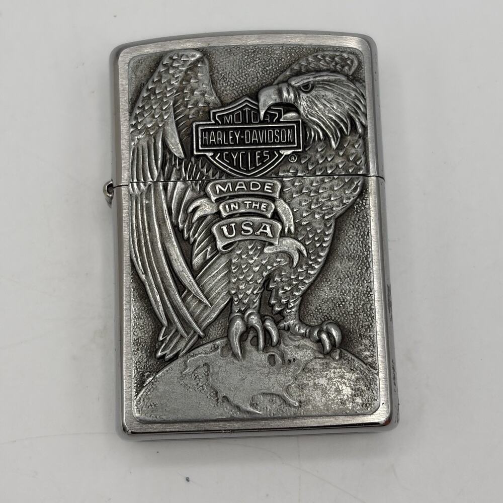 Zippo Harley-Davidson Lighter Refillable 3D Majestic Eagle Brushed Chrome USA